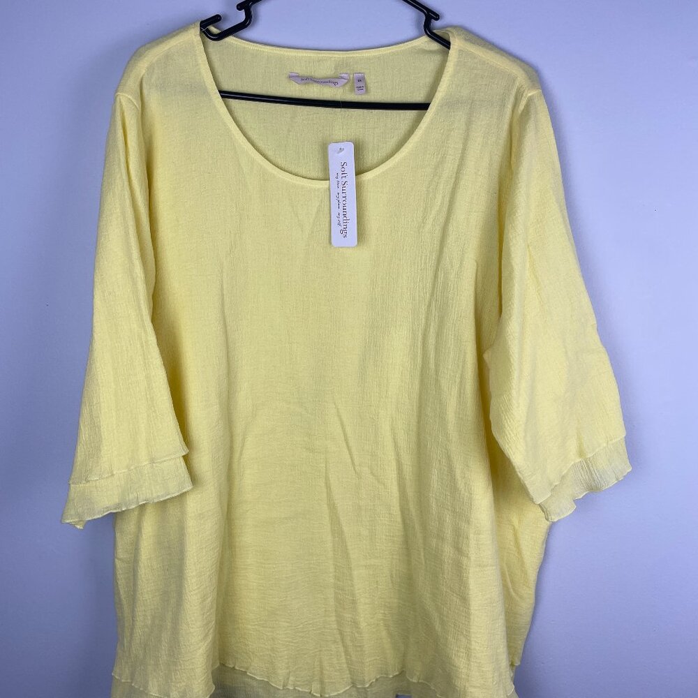 Soft Surroundings Yellow Iris Gauzy 100% Cotton Tunic NWT